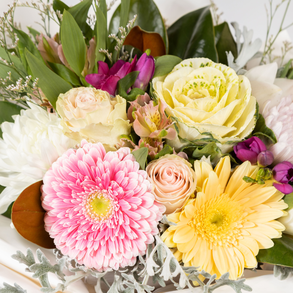 Pastel Bouquet in Water Filled Box - Edelweiss Flowers